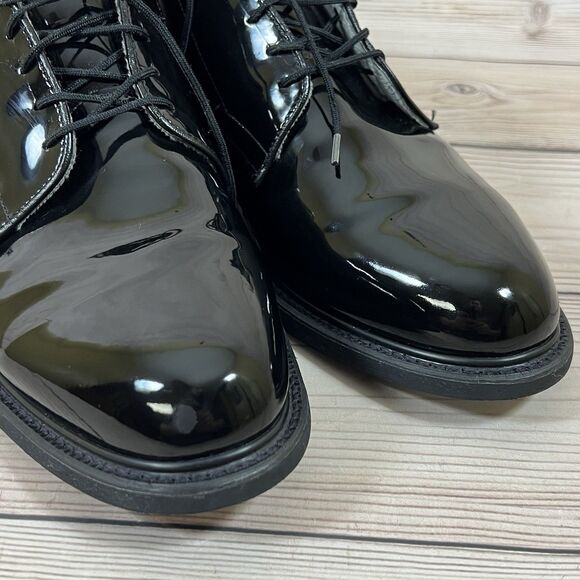 Bates Mens 11.5 D Black Oxfords Shoes High Gloss Lace Up Vibram Sole Duty Work - Picture 15 of 16